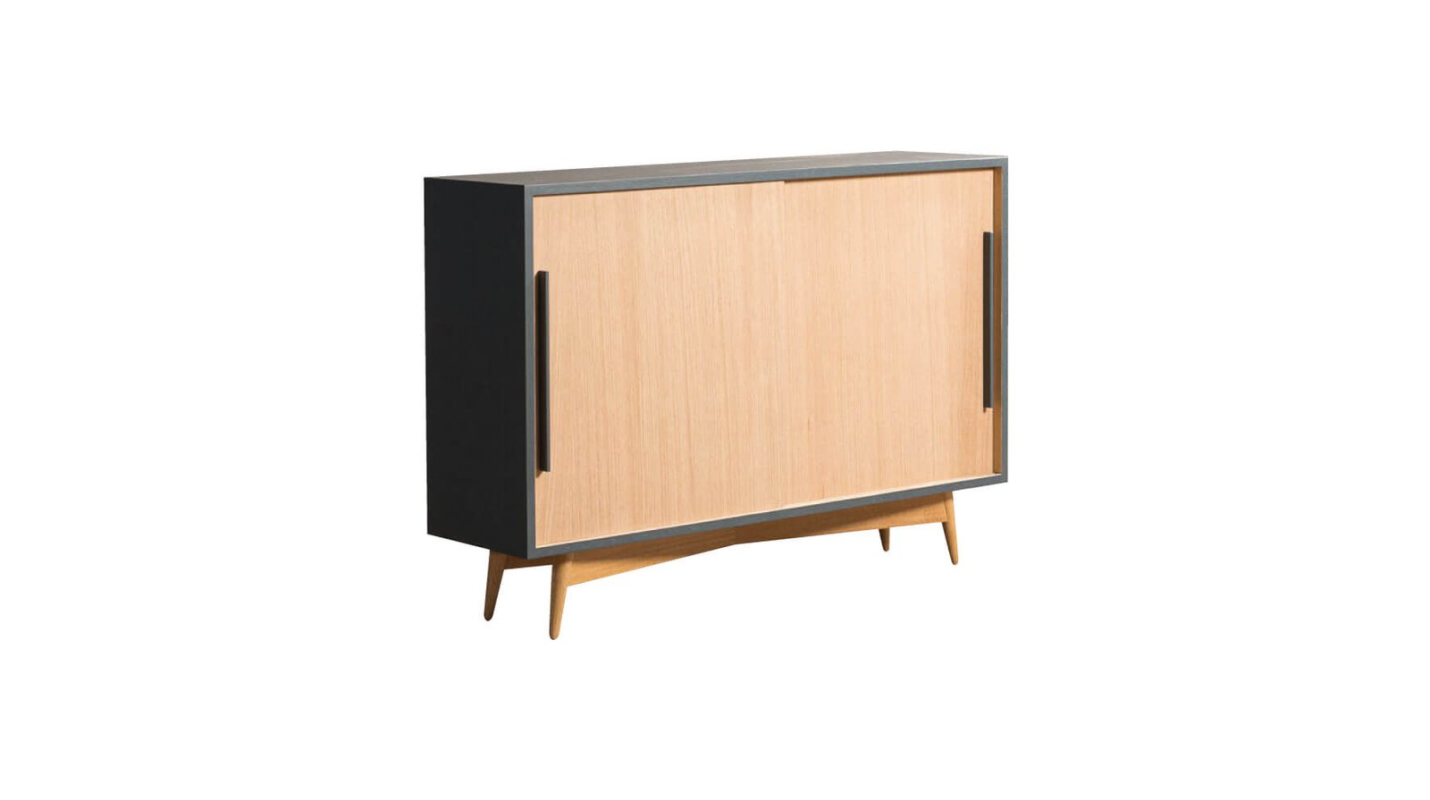 Gentlemen Designers - buffet_bas_en_latte_chene_compose_de_2_portes_coulissantes_et_etageres_reglables_scandinave_strasbourg_vintage_paris_01