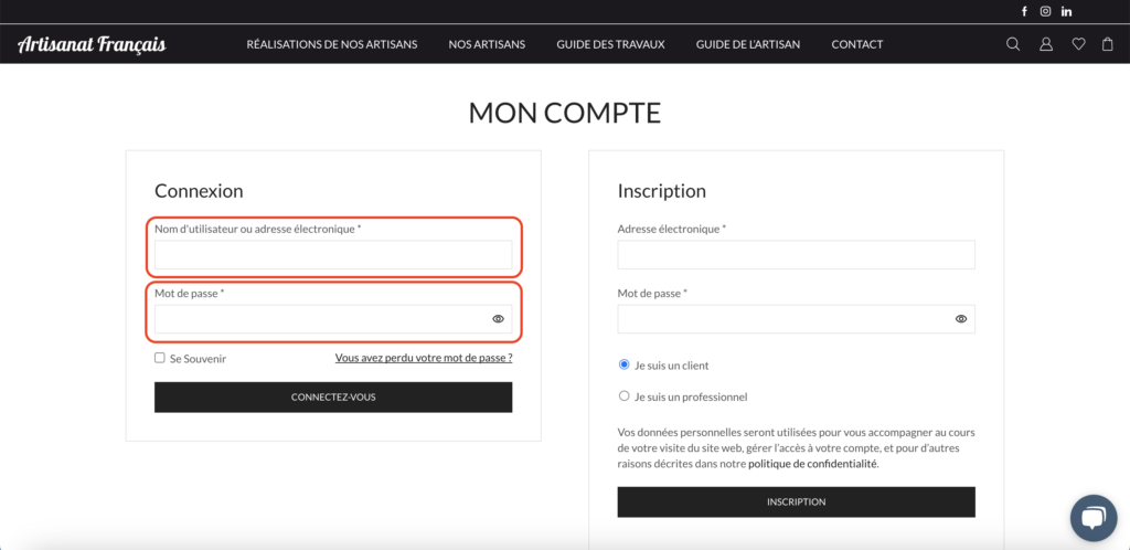 Comment ajouter un produit à sa boutique - Identifiants