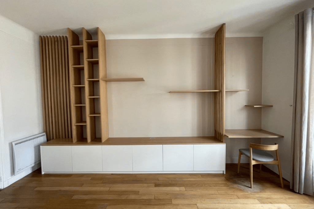Agencement appartement complet en mélaminé et latté chêne