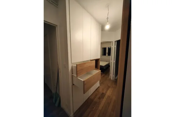 Placard blanc niches plaquées chêne 2