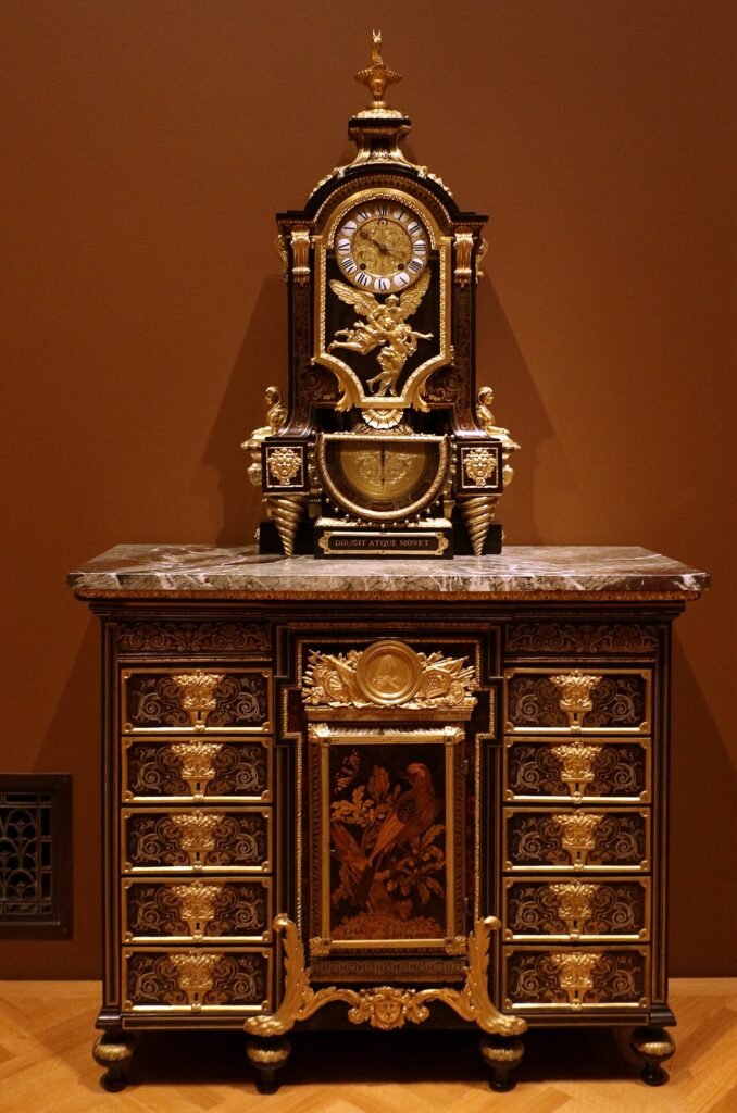 André-charles boulle, stipo, con orologio di balthasar martinot in cassa di boulle, 1690-1695 ca
